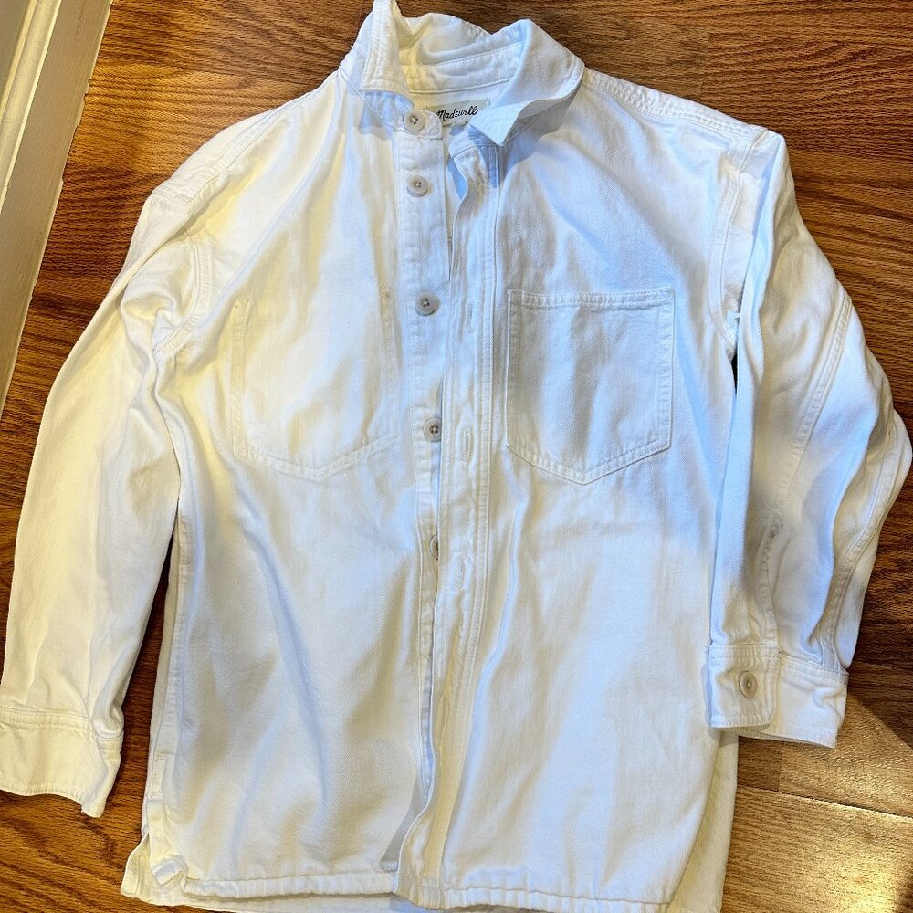 Madewell oversized white shirt jacket with pockets